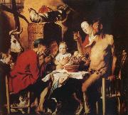 Jacob Jordaens The Satyr and the Farmer's Family Spain oil painting artist